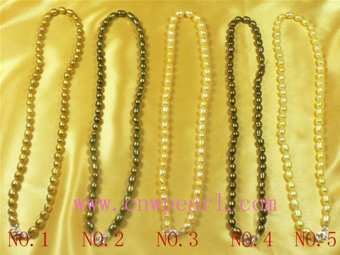 5-6mm dye color rice pearl jewelry necklace